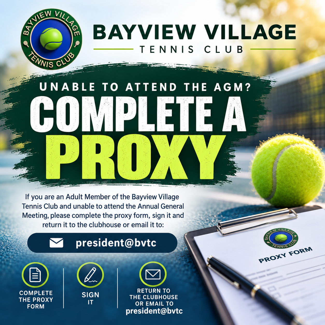 Complete a proxy if you cannot attend the 2026 BVTC Annual General Meeting