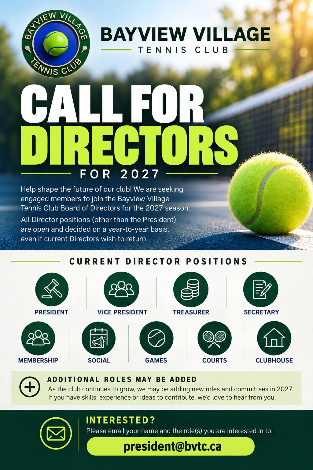 Call for BVTC directors for the 2027 season